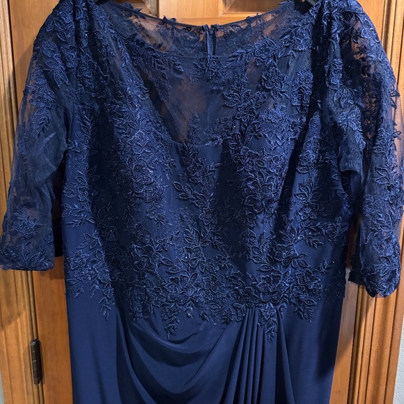Mother of Bride Floor Length Navy Dress - Picture 3 of 7